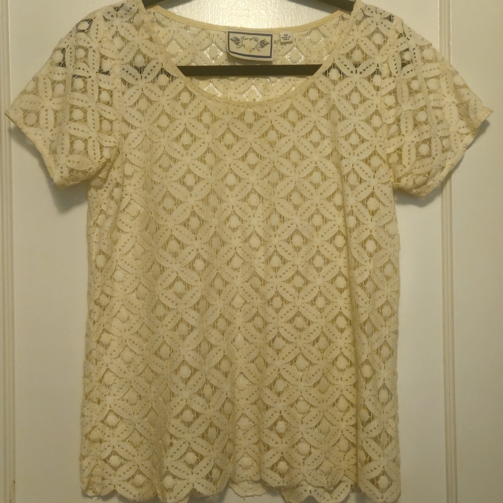Vintage "Two Of Us" Cream Lace Top